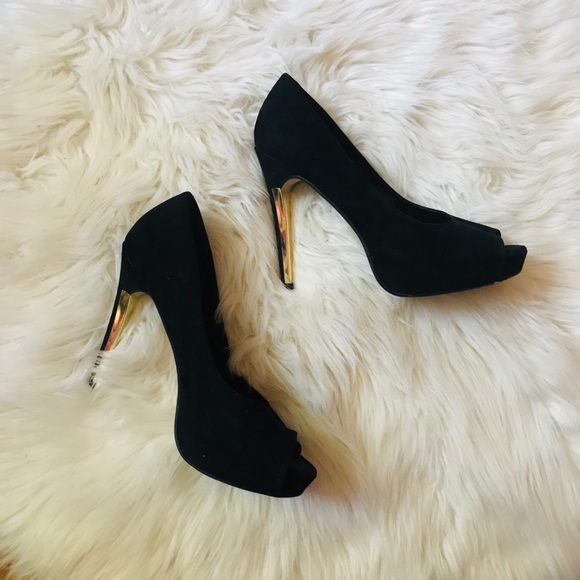 ASOS/New Look Black & Gold Platform Heel - Picture 1 of 7